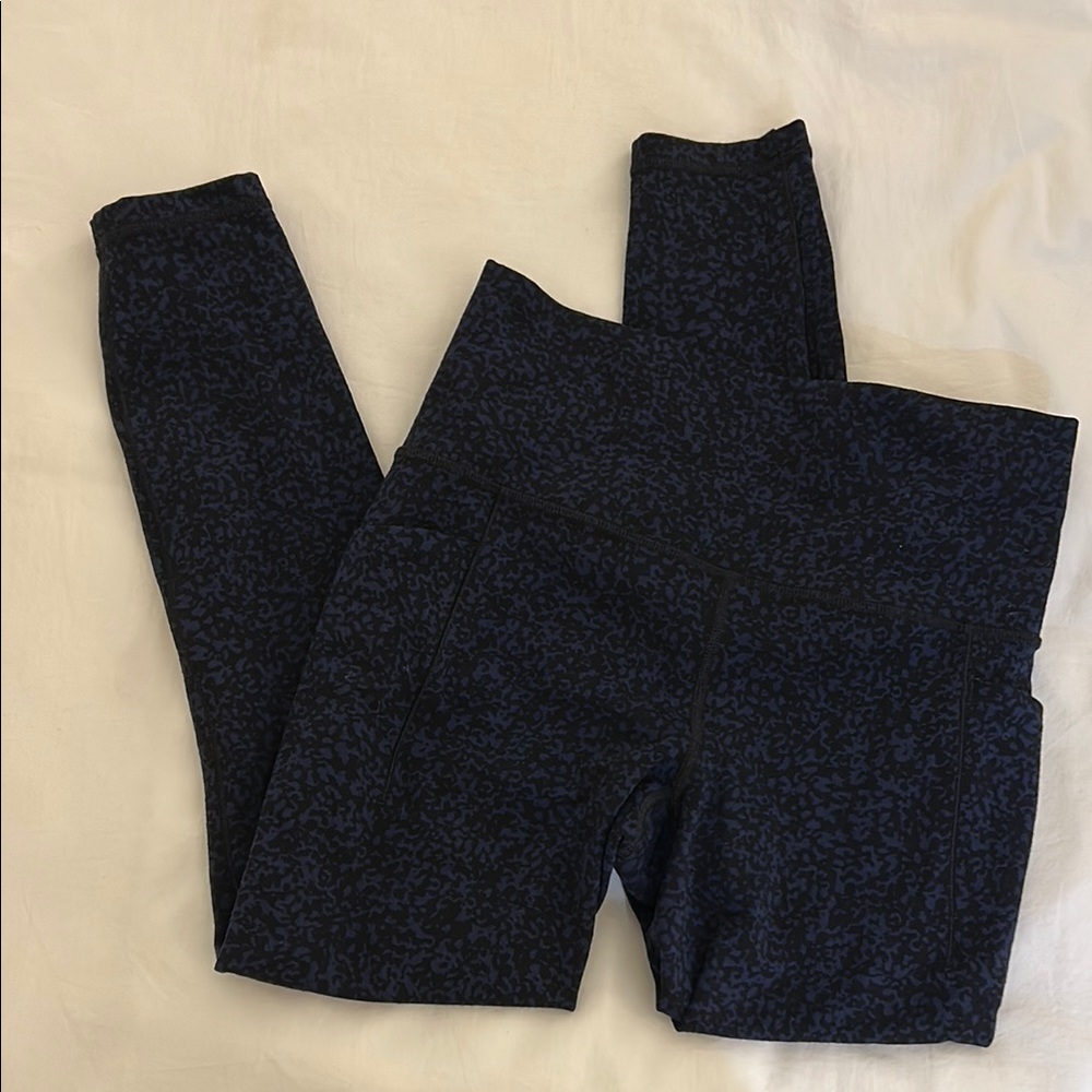 Athleta Black and Blue Patterned Leggings